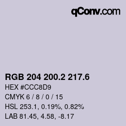 カラーコード: RGB 204 200.2 217.6 | qconv.com