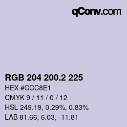 カラーコード: RGB 204 200.2 225 | qconv.com