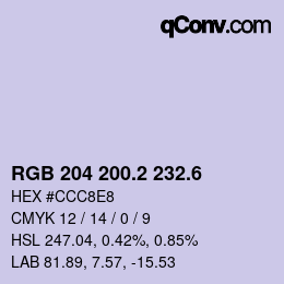 カラーコード: RGB 204 200.2 232.6 | qconv.com
