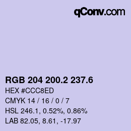 カラーコード: RGB 204 200.2 237.6 | qconv.com