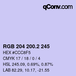 カラーコード: RGB 204 200.2 245 | qconv.com