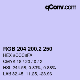 カラーコード: RGB 204 200.2 250 | qconv.com