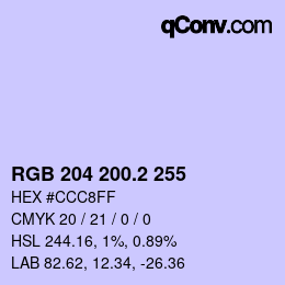 カラーコード: RGB 204 200.2 255 | qconv.com