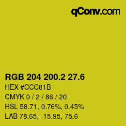 カラーコード: RGB 204 200.2 27.6 | qconv.com