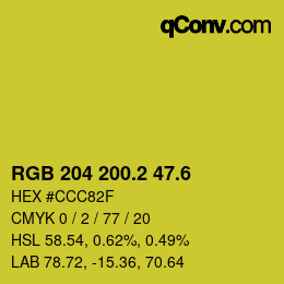 カラーコード: RGB 204 200.2 47.6 | qconv.com