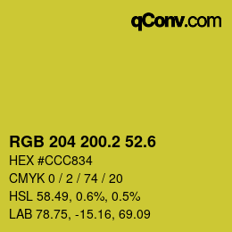 カラーコード: RGB 204 200.2 52.6 | qconv.com