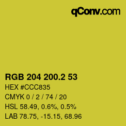 カラーコード: RGB 204 200.2 53 | qconv.com