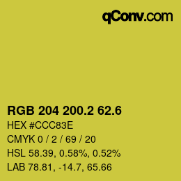 カラーコード: RGB 204 200.2 62.6 | qconv.com