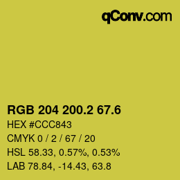 カラーコード: RGB 204 200.2 67.6 | qconv.com