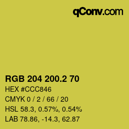 カラーコード: RGB 204 200.2 70 | qconv.com