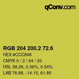 カラーコード: RGB 204 200.2 72.6 | qconv.com