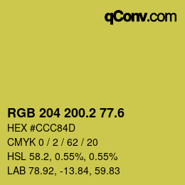 カラーコード: RGB 204 200.2 77.6 | qconv.com