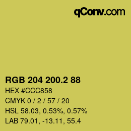 カラーコード: RGB 204 200.2 88 | qconv.com