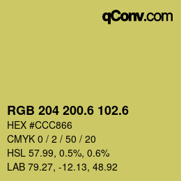 カラーコード: RGB 204 200.6 102.6 | qconv.com