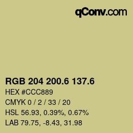 カラーコード: RGB 204 200.6 137.6 | qconv.com