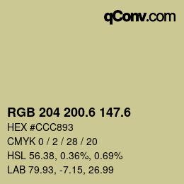 カラーコード: RGB 204 200.6 147.6 | qconv.com