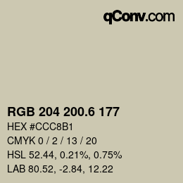 カラーコード: RGB 204 200.6 177 | qconv.com