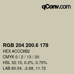 カラーコード: RGB 204 200.6 178 | qconv.com