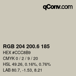 カラーコード: RGB 204 200.6 185 | qconv.com
