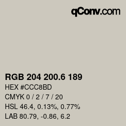 カラーコード: RGB 204 200.6 189 | qconv.com