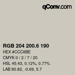 カラーコード: RGB 204 200.6 190 | qconv.com