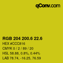 カラーコード: RGB 204 200.6 22.6 | qconv.com