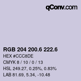 カラーコード: RGB 204 200.6 222.6 | qconv.com