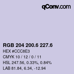 カラーコード: RGB 204 200.6 227.6 | qconv.com