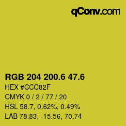 カラーコード: RGB 204 200.6 47.6 | qconv.com