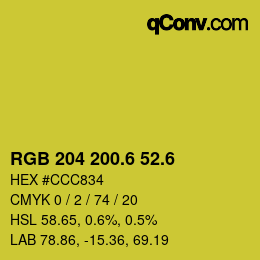 カラーコード: RGB 204 200.6 52.6 | qconv.com