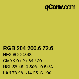 カラーコード: RGB 204 200.6 72.6 | qconv.com