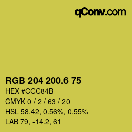 カラーコード: RGB 204 200.6 75 | qconv.com