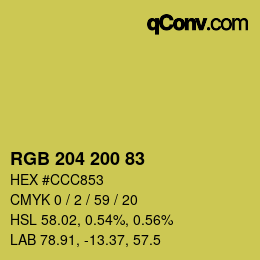 Color code: RGB 204 200 83 | qconv.com