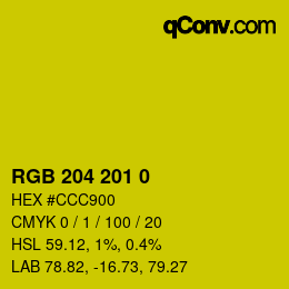 Farbcode: RGB 204 201 0 | qconv.com