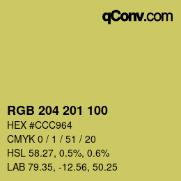 Color code: RGB 204 201 100 | qconv.com