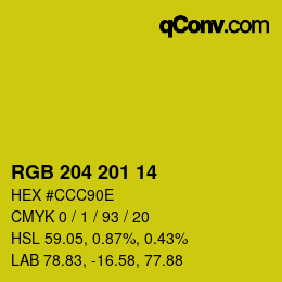 Color code: RGB 204 201 14 | qconv.com