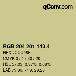 カラーコード: RGB 204 201 143.4 | qconv.com