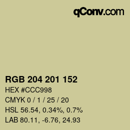 カラーコード: RGB 204 201 152 | qconv.com