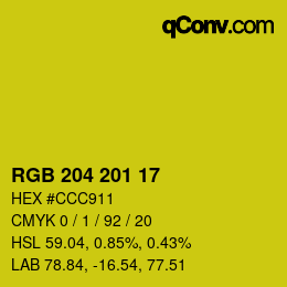 Color code: RGB 204 201 17 | qconv.com