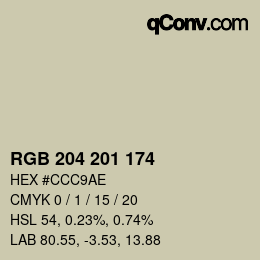 Color code: RGB 204 201 174 | qconv.com