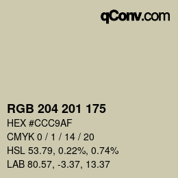 Color code: RGB 204 201 175 | qconv.com