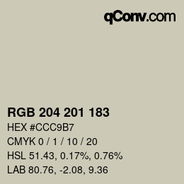 カラーコード: RGB 204 201 183 | qconv.com
