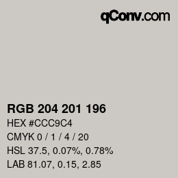 Farbcode: RGB 204 201 196 | qconv.com