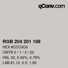 カラーコード: RGB 204 201 198 | qconv.com