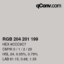 Color code: RGB 204 201 199 | qconv.com