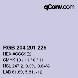 カラーコード: RGB 204 201 226 | qconv.com