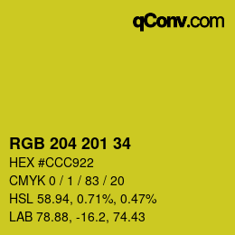 Color code: RGB 204 201 34 | qconv.com