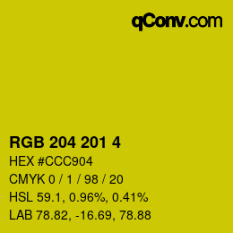 Color code: RGB 204 201 4 | qconv.com