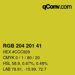 Color code: RGB 204 201 41 | qconv.com