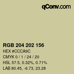 Color code: RGB 204 202 156 | qconv.com